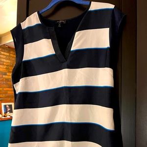 The Limited mixed material tank top navy and white.